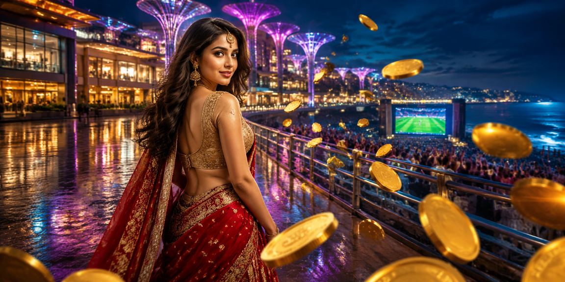 Indian cricket stadium under lights showing safe entertainment